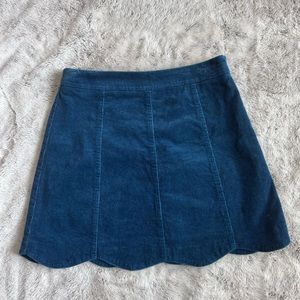 Altar’d State | Navy Scalloped Hem Corduroy Skirt